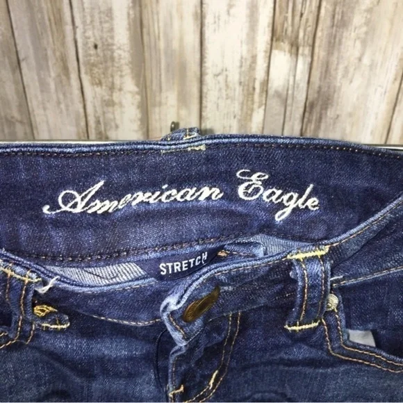 American Eagle Dark Wash Denim Cutoff Shorts - Picture 5 of 6